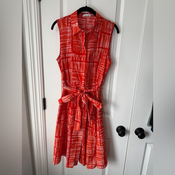 Calvin Klein Dresses & Skirts - Calvin Klein Coral and White Patterned Midi Dress NWOT